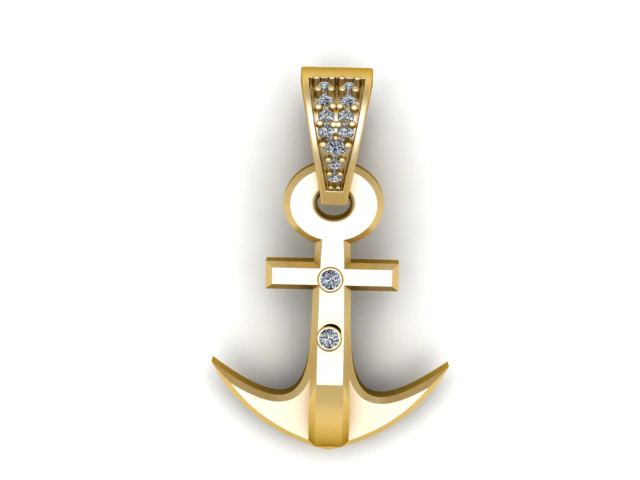 Gold Anchor Pendant 3D Printable Model 3D Print Model .c4d .max .obj .3ds .fbx .stl .blend 