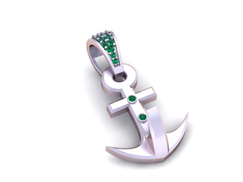 Золотой кулон с якорем 3D модель для печати 3D Принт Модель