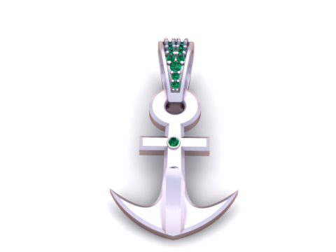 Золотой кулон с якорем 3D модель для печати 3D Принт Модель