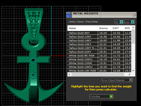 Золотой кулон с якорем 3D модель для печати 3D Принт Модель