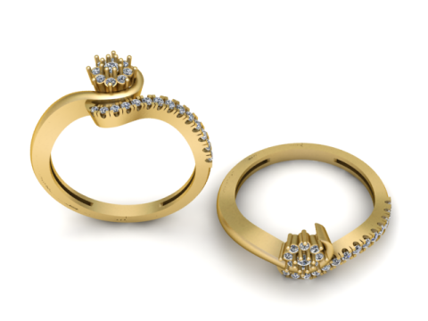 Model Cetak 3D Cincin Berlian Twist Elegan Model Cetak 3D