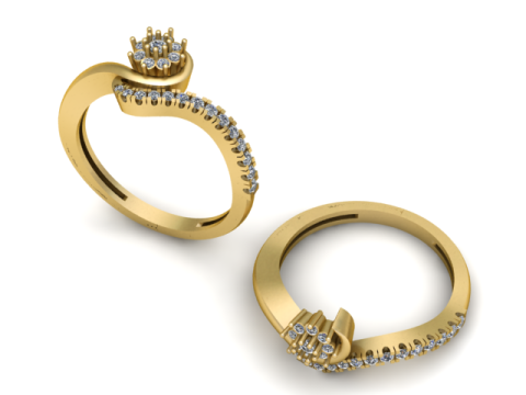 优雅的扭纹钻石戒指 3D 打印模型 3D 打印模型