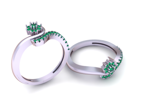 优雅的扭纹钻石戒指 3D 打印模型 3D 打印模型