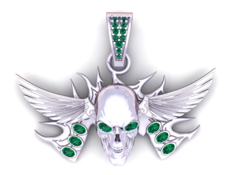 Winged Skull Diamond Pendant 3D Printable Model 3D Print Model