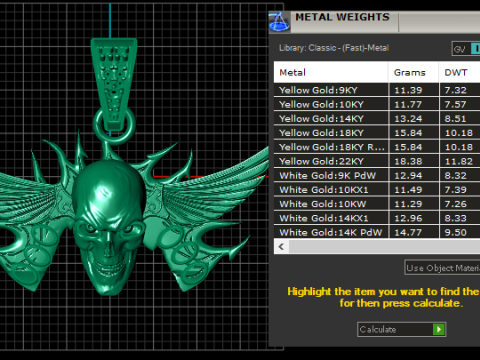 Бриллиантовый кулон с крылатым черепом 3D модель для печати 3D Принт Модель