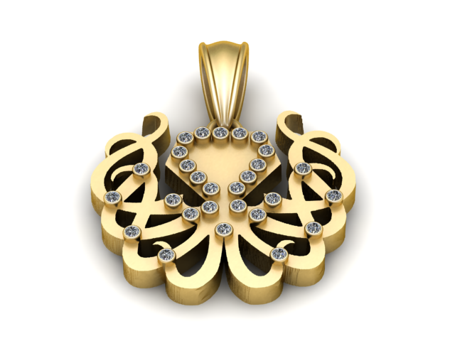 Modèle imprimable en 3D de pendentif en forme de cœur Modèles 3D en vedette .c4d .max .obj .3ds .fbx .stl .blend 