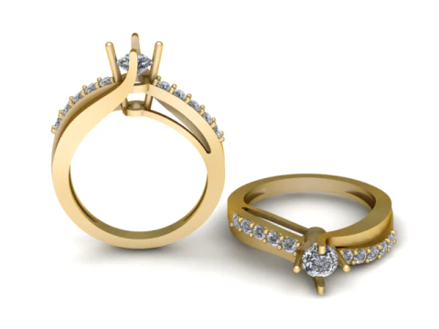 Modelo cl&aacute;ssico para impress&atilde;o em 3D de anel de diamante com haste dividida Modelo de Impressão 3D