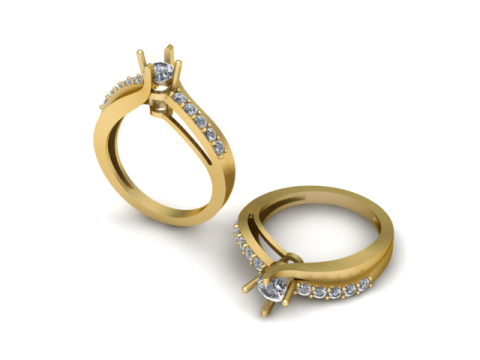 Model Cetak 3D Cincin Berlian Split Shank Klasik Model Cetak 3D