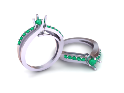 Model Cetak 3D Cincin Berlian Split Shank Klasik Model Cetak 3D