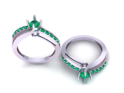 Model Cetak 3D Cincin Berlian Split Shank Klasik Model Cetak 3D