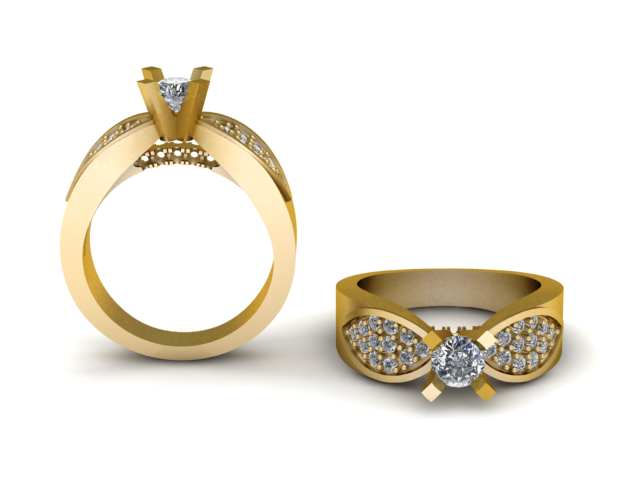 Bague en diamant Royal Bow Modèle imprimable en 3D Modèles 3D en vedette .c4d .max .obj .3ds .fbx .stl .blend 