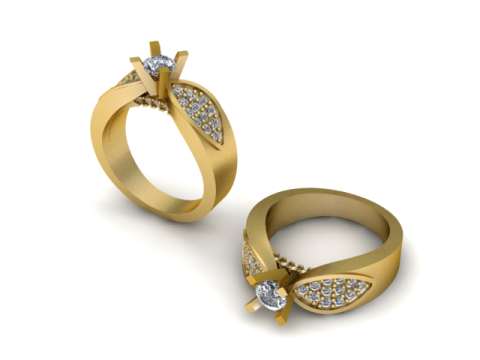 Bague en diamant Royal Bow Modèle imprimable en 3D Modèles 3D en vedette