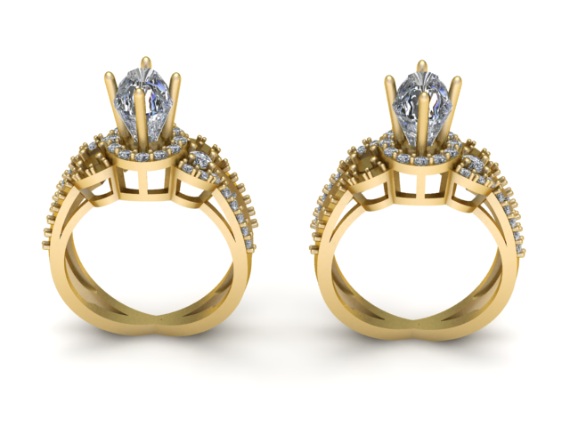 Modello stampabile 3D con anello di diamanti Regal Marquise Modello di stampa 3D .c4d .max .obj .3ds .fbx .stl .blend 