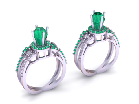 Modello stampabile 3D con anello di diamanti Regal Marquise Modello di stampa 3D