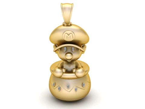 Modello stampabile 3D con pendente piccolo Mario Modello di stampa 3D