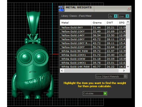Golden Minion Pendant 3D Printable Model 3D Print Model