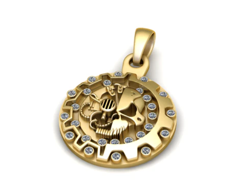 Cyber Skull Gear Pendant 3D Printable Model 3D Print Model