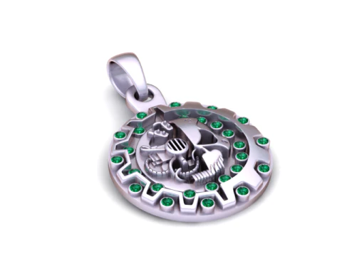 Cyber Skull Gear Pendant 3D Printable Model 3D Print Model