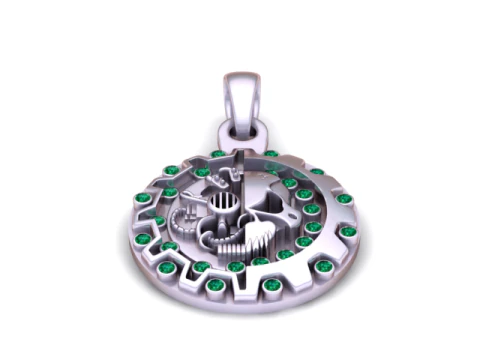 Cyber Skull Gear Pendant 3D Printable Model 3D Print Model
