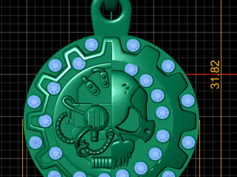 Cyber Skull Gear Pendant 3D Printable Model 3D Print Model