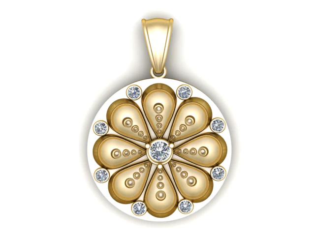 Golden Floral Petal Pendant 3D Printable Model 3D Print Model .c4d .max .obj .3ds .fbx .stl .blend 