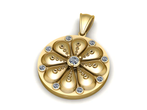 Golden Floral Petal Pendant 3D Printable Model 3D Print Model