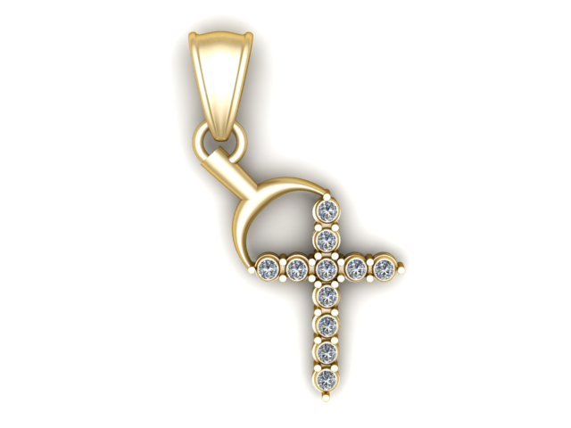 Hilal Pırlanta Haç Kolye 3D Yazdırılabilir Model 3D Baskı Modeli .c4d .max .obj .3ds .fbx .stl .blend 