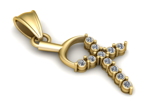 Hilal Pırlanta Haç Kolye 3D Yazdırılabilir Model 3D Baskı Modeli