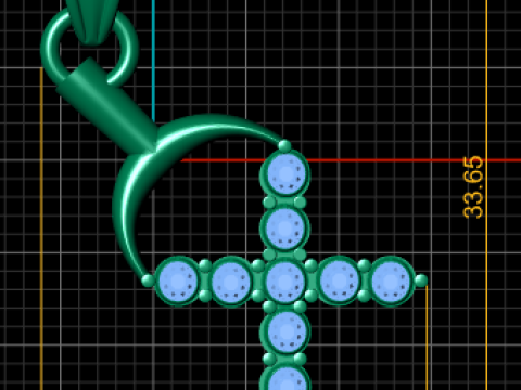 Hilal Pırlanta Haç Kolye 3D Yazdırılabilir Model 3D Baskı Modeli