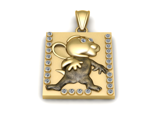 Model Cetak 3D Liontin Tikus Model Cetak 3D .c4d .max .obj .3ds .fbx .stl .blend 