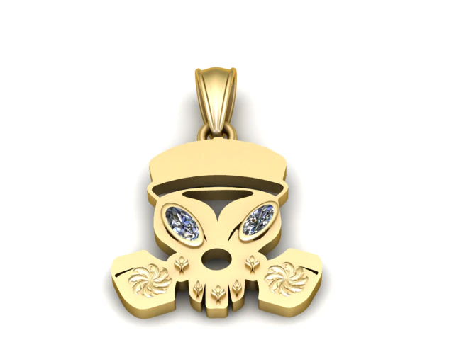 Gold Alien Skull Pendant 3D Printable Model 3D Print Model .c4d .max .obj .3ds .fbx .stl .blend 