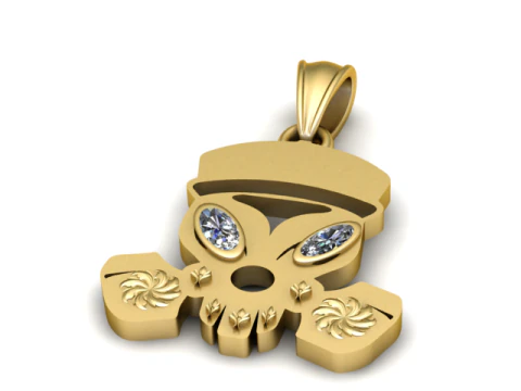 Gold Alien Skull Pendant 3D Printable Model 3D Print Model