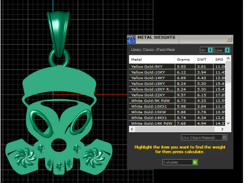 Gold Alien Skull Pendant 3D Printable Model 3D Print Model