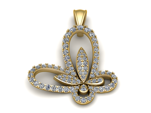 Diamanten vlinderhanger 3D afdrukbaar model 3D printmodel .c4d .max .obj .3ds .fbx .stl .blend 