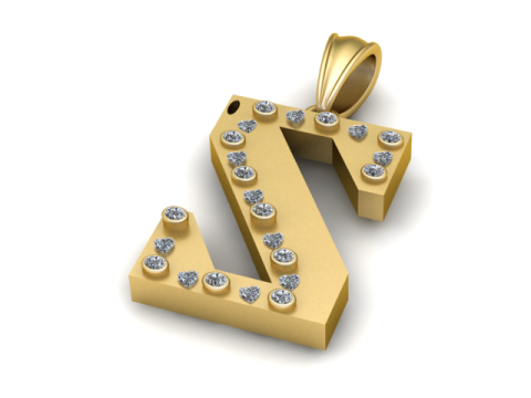 Model Cetak 3D Liontin Alfabet S Model Cetak 3D