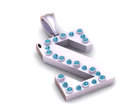 Model Cetak 3D Liontin Alfabet S Model Cetak 3D