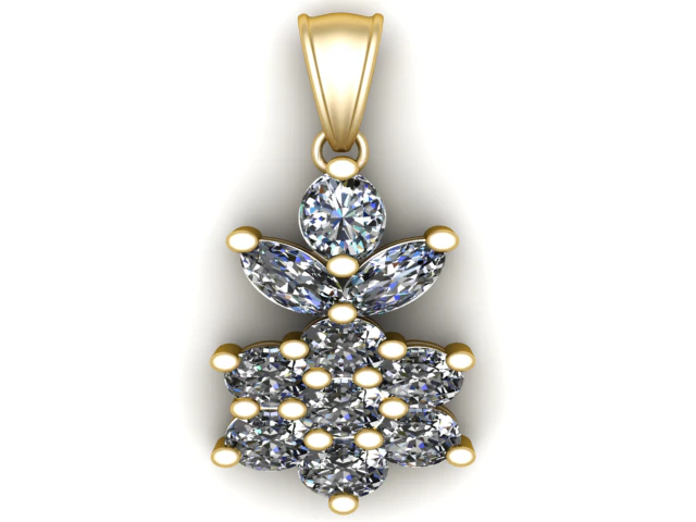 Diamond Cluster Pendant 3D Printable Model 3D Print Model .c4d .max .obj .3ds .fbx .stl .blend