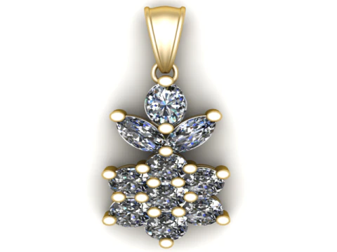 Pırlanta K&uuml;me Kolye 3D Yazdırılabilir Model 3D Baskı Modeli