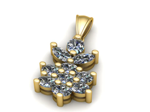 Diamond Cluster Pendant 3D Printable Model 3D Print Model