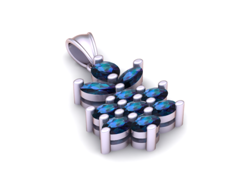 Model Cetak 3D Liontin Cluster Berlian Model Cetak 3D