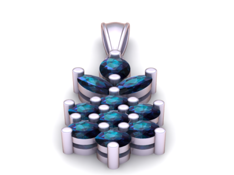 Model Cetak 3D Liontin Cluster Berlian Model Cetak 3D