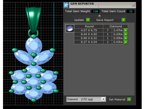 Model Cetak 3D Liontin Cluster Berlian Model Cetak 3D