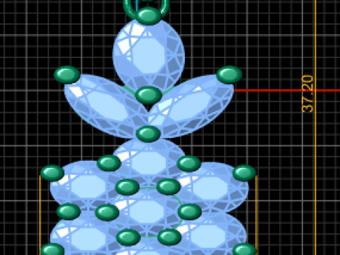 Model Cetak 3D Liontin Cluster Berlian Model Cetak 3D