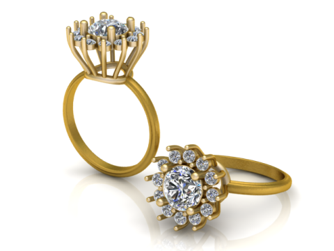 3D модель каблучки з діамантом для друку 3D Принт Модель