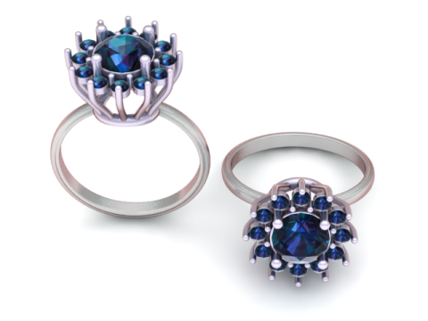 3D модель каблучки з діамантом для друку 3D Принт Модель