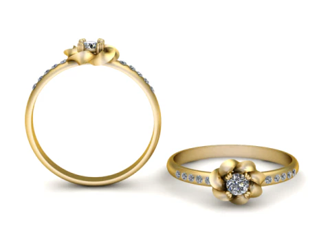 Diamond Flower Ring 3D Printable Model 3D Print Model