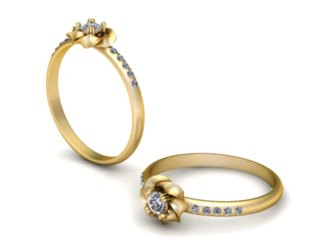 Diamond Flower Ring 3D Printable Model 3D Print Model