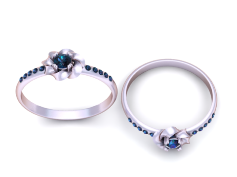 डायमंड फ्लावर रिंग 3डी प्रिंट करने योग्य मॉडल 3D प्रिंट मॉडल