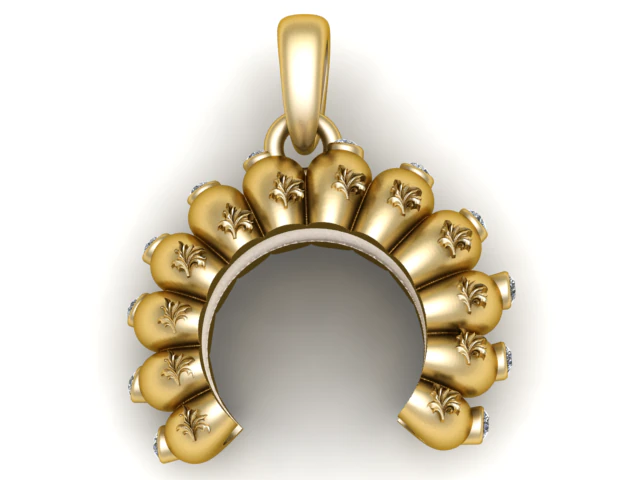 Golden Floral Crown Pendant 3D Printable Model 3D Print Model .c4d .max .obj .3ds .fbx .stl .blend