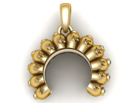 Model Cetak 3D Liontin Mahkota Bunga Emas Model Cetak 3D